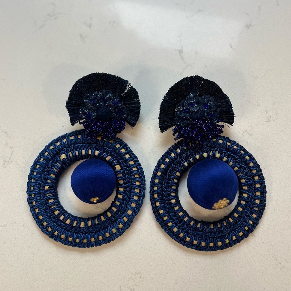 Handmade Sapphire Blue Statement Earrings